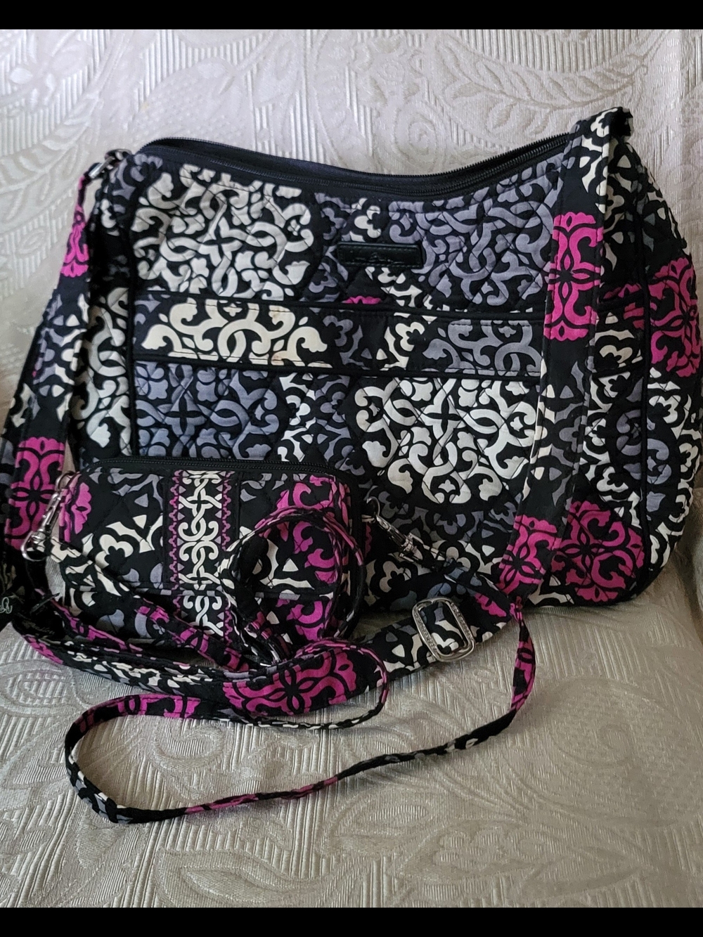 Vera Bradley Canteberry Magenta Hipster Crossbody Bag And Wallet